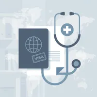 Medical stethoscope and visa document illustration