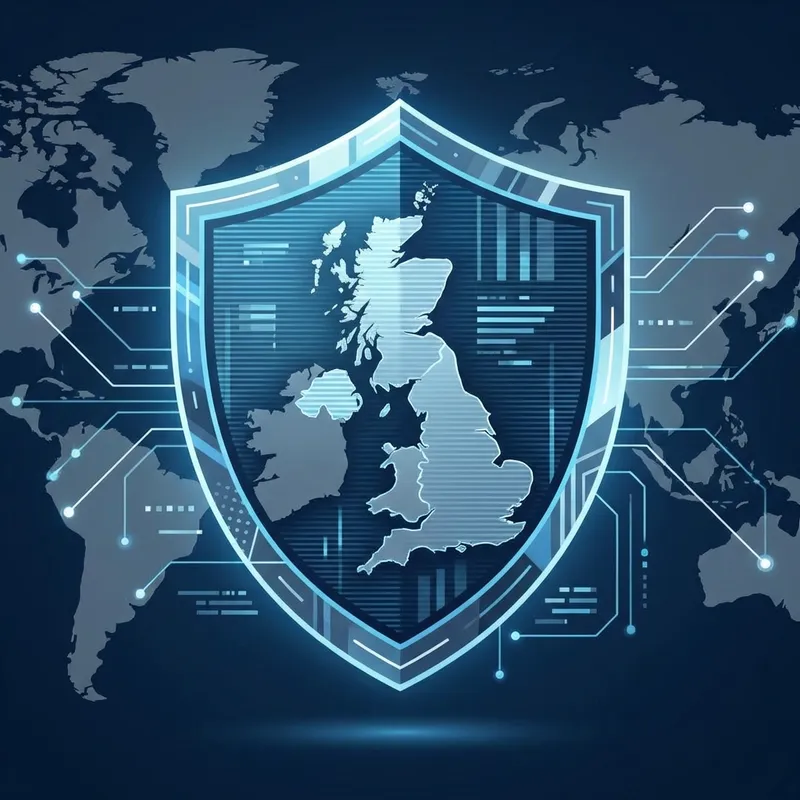 Digital shield and map illustrating border security