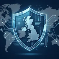 Digital shield and map illustrating border security