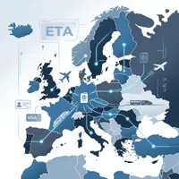 Map of Europe and UK with digital travel connections
