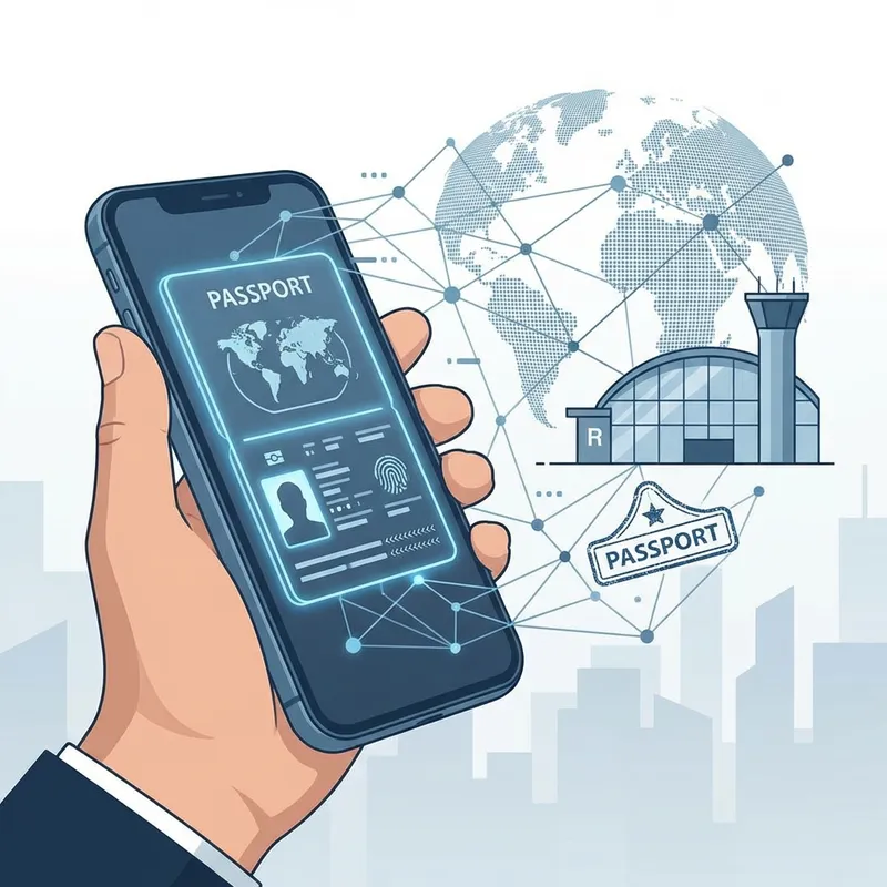 Digital passport and smartphone verification concept