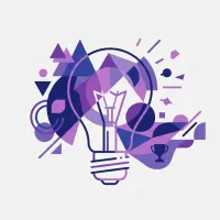 Abstract lightbulb and geometric shapes suggesting design and innovation.