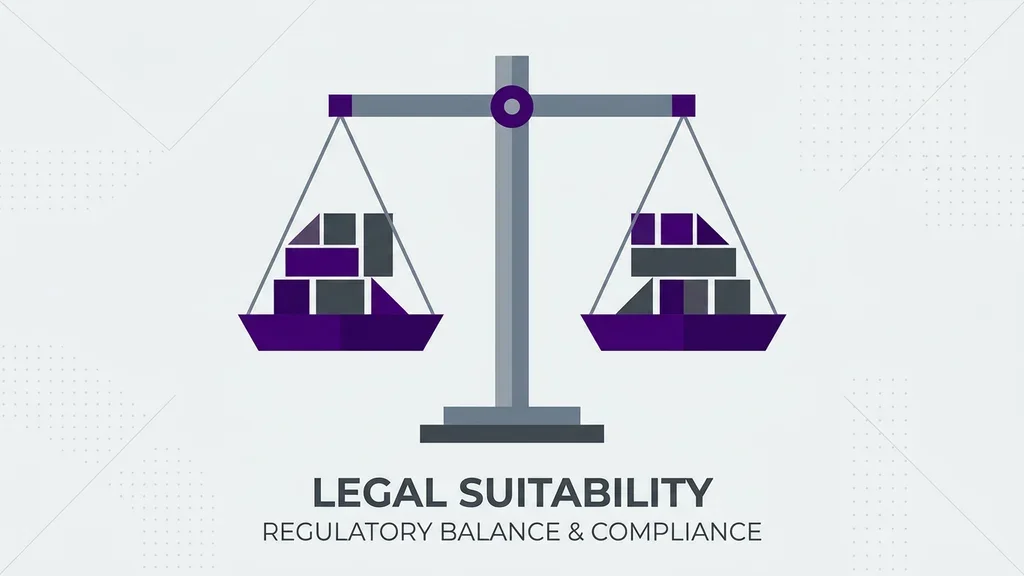 Abstract geometric scales in purple and grey, suggesting suitability and criminality rules.