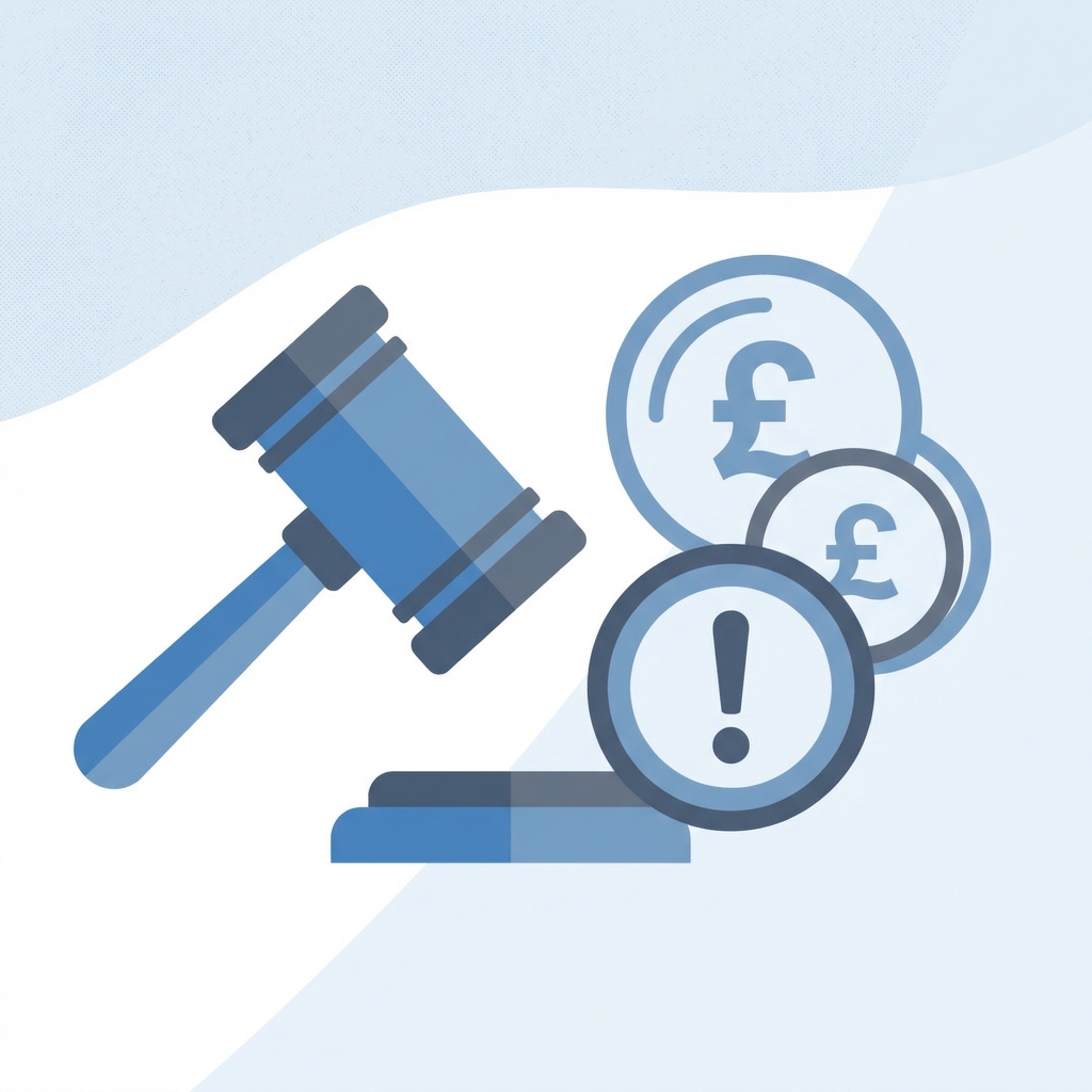 Illustration of fines and enforcement gavel